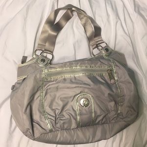 Grey and silver used bag
